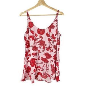 Cabi Pink Adore Floral Cranberry Tank Top M #5533
